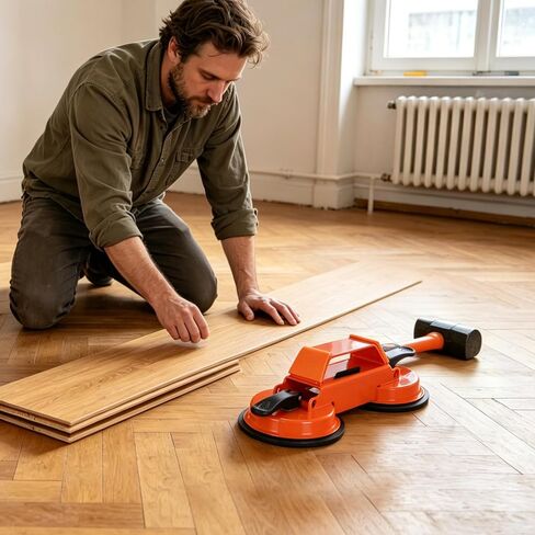 Floor Space Fixer Tool 45 Degree Striking Surface Floor Seam Fixer with Slot Cutter Hammer and 5pcs Sticky Pads Dual Enhanced Vacuum Suction Cup for Laminate Wood Tile Vinyl in Kuwait