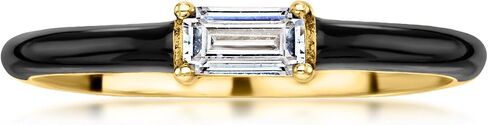 Ross-Simons Italian .30 Carat CZ and Black Enamel Ring in 18kt Gold Over Sterling in Kuwait