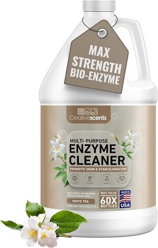 Creative Scents Multipurpose Enzyme Cleaner & Odor Remover | Super Concentrated for Floor, Carpet, Drain | Pet Urine Odor Eliminator | Enzyme Cleaner for Cat Urine & Dog Poop | 1 Gallon - White Tea in Kuwait