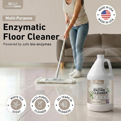 Creative Scents Multipurpose Enzyme Cleaner & Odor Remover | Super Concentrated for Floor, Carpet, Drain | Pet Urine Odor Eliminator | Enzyme Cleaner for Cat Urine & Dog Poop | 1 Gallon - White Tea in Kuwait