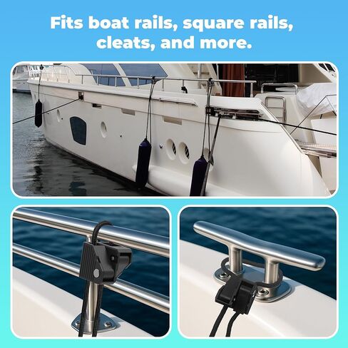 Gocozer Boat Fender Clips 6 Pack, Adjustable Durable Pontoon Boat Bumper Clips Dock Bumper Buoy Hanger Holder, Easy to Install Quick Release Lock Fit for Any Boat Pontoon Rail in Kuwait