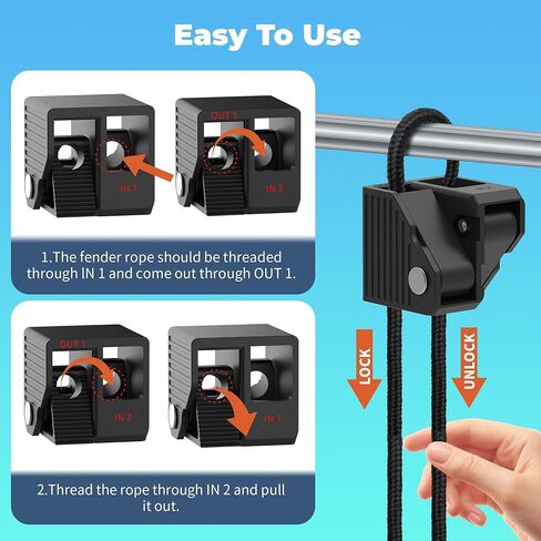 Gocozer Boat Fender Clips 6 Pack, Adjustable Durable Pontoon Boat Bumper Clips Dock Bumper Buoy Hanger Holder, Easy to Install Quick Release Lock Fit for Any Boat Pontoon Rail in Kuwait