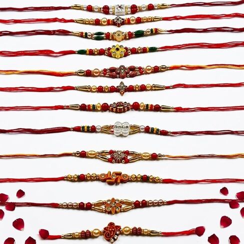 راخي للأخ | المصمم الهندي Rakhi Thread Gift for Bhai ، Bhaiya ، Bhatija & Bhabhi | يتضمن Super Hero Rakhi للأطفال | متوافق مع احتفالات راكشا بانهان in Kuwait