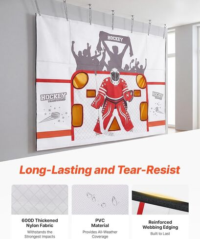 VEVOR Hockey Shooting Tarp، هدف ممارسة هدف هوكي الجليد لمعلم الرماية، شبكة ممتازة مقاومة للتمزق مع 7 فتحات، استبدال شبكة الهوكي سهلة الإعداد، معدات تدريب لممارسة دقة الرماية in Kuwait