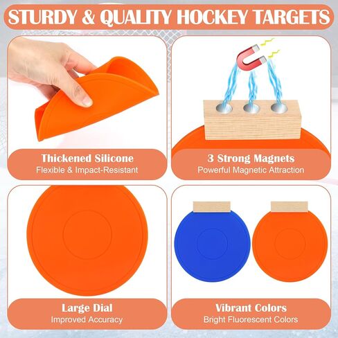4+1Pcs Magnetic Hockey Targets-Withstand Powerful Shooting Silicone Goal Target Discs with Bag Ideal Training Equipment for Hockey, Lacrosse Nets & Soccer Baseball Practice Accuracy in Kuwait
