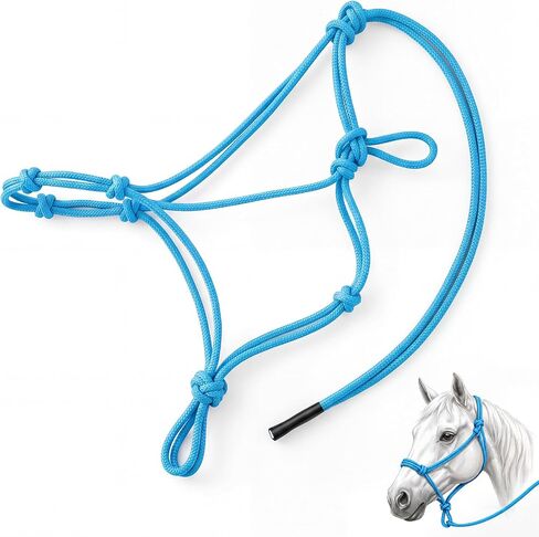 Abbylike 4‑Knot Rope Training Halter for Horses, Ponies & Foals, 1/4" Nylon Rope, Adjustable Groundwork Halter for Leading, Training & Daily Use, Standard Size in Kuwait