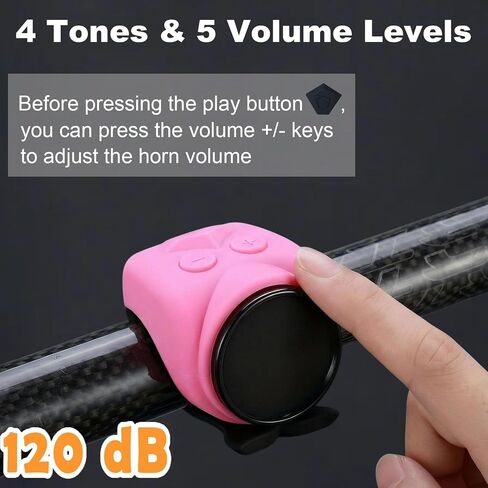 120dB Loud Bike Horn Electric Ebike Bell, Small Battery Operated Universal Mount Horns for Motorcycle Scooter Bicycle, Waterproof, USB C Rechargeable, 4 Funny Sounds & 5 Volume Settings in Kuwait