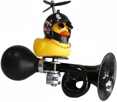 Bike Horn for Kids with Yellow Duck Helmet and Spinning Propeller Loud Bicycle Horn Funny Ahooga Bulb Easy Install Handlebar Accessory for Bike Scooter Tricycle in Kuwait