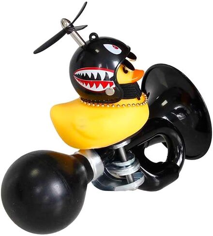 Bike Horn for Kids with Yellow Duck Helmet and Spinning Propeller Loud Bicycle Horn Funny Ahooga Bulb Easy Install Handlebar Accessory for Bike Scooter Tricycle in Kuwait