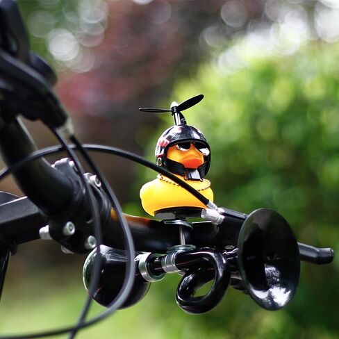 Bike Horn for Kids with Yellow Duck Helmet and Spinning Propeller Loud Bicycle Horn Funny Ahooga Bulb Easy Install Handlebar Accessory for Bike Scooter Tricycle in Kuwait