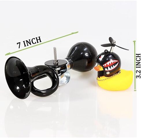 Bike Horn for Kids with Yellow Duck Helmet and Spinning Propeller Loud Bicycle Horn Funny Ahooga Bulb Easy Install Handlebar Accessory for Bike Scooter Tricycle in Kuwait