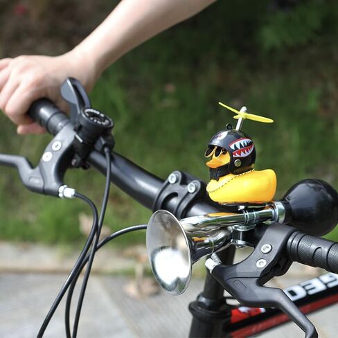 Bike Horn for Kids with Yellow Duck Helmet and Spinning Propeller Loud Bicycle Horn Funny Ahooga Bulb Easy Install Handlebar Accessory for Bike Scooter Tricycle in Kuwait