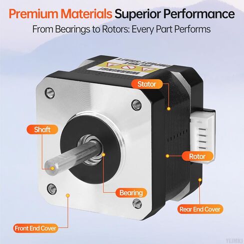 Nema 17 Stepper Motor 2 Phase 1.8‌°‌ 0.29Nm(41.07oz·in) عزم دوران عالي ثنائي القطب 34mm 30Ω 0.4A 4-سلك رمح 24mm φ5mm 42 كابل محرك متدرج 1M للطابعة ثلاثية الأبعاد DIY Robot CNC Machine in Kuwait