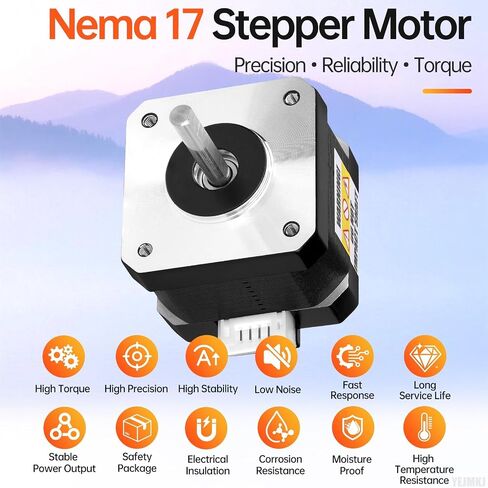 Nema 17 Stepper Motor 2 Phase 1.8‌°‌ 0.29Nm(41.07oz·in) عزم دوران عالي ثنائي القطب 34mm 30Ω 0.4A 4-سلك رمح 24mm φ5mm 42 كابل محرك متدرج 1M للطابعة ثلاثية الأبعاد DIY Robot CNC Machine in Kuwait
