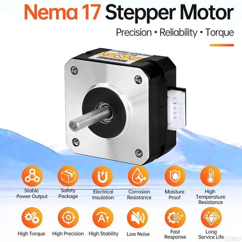 5Pack Nema 17 Stepper Motor 1.8‌°‌ 2 المرحلة عزم دوران عالي 0.16Nm(22.66oz·in) ثنائي القطب 42x23mm 0.8A 3.7Ω 4-سلك رمح 24mm φ5mm 42 محرك متدرج كابل 1M للطابعة ثلاثية الأبعاد DIY Robot CNC Machine in Kuwait