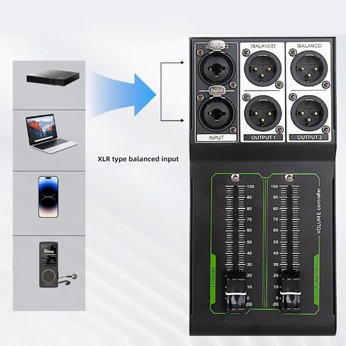 Passive Volume Controller, Metal 1 in 2 Out Stereo Audio Volume Attenuator, Volume Controller for Studio and Home Sound System in Kuwait