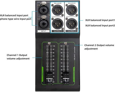 Passive Volume Controller, Metal 1 in 2 Out Stereo Audio Volume Attenuator, Volume Controller for Studio and Home Sound System in Kuwait
