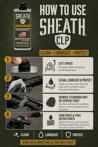 Birchwood Sheath CLP - Multi-Purpose Industrial Metal Protector – Clean • Lubricate • Protect – Advanced Rust Preventative for Machinery, Tools, and Precision Parts - Penetrating Oil in Kuwait