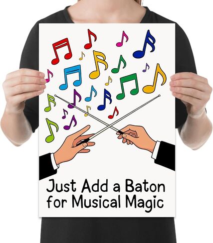 Musical Enthusiast Poster Print - Just Add a Baton for Musical Magic - 13x19 - Lighthearted Conducting Style in Kuwait