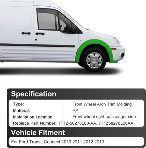 فتحة فتح العجلة الأمامية لوحة العجلة Fender Flare القوس المصبوب الخارجي تناسب Ford Transit Connect XL XL XL 2010 2011 2013 (جانب السائق الأيسر) in Kuwait