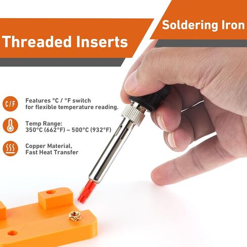 M3 M4 M5 Threaded Inserts Set, 530 Pcs Heat Set Bolts Nuts Insert Tip and 80W Digital Soldering Iron, for 3D Printer Parts or Plastic Parts in Kuwait
