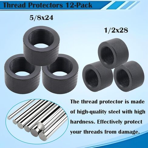 مجموعة مكونة من 12 حزمة: 6 × 5/8x24 لواقيات الخيوط .308.LR308 و6 × 1/2x28 لـ .22LR .223، واقيات الخيوط - متينة in Kuwait