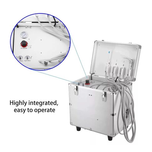Portable Veterinary Dental Delivery Unit with Air Compressor and Suction System for Veterinary Dental Clinic and Pet Clinic (4-Hole Handle) in Kuwait