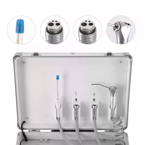 Portable Veterinary Dental Delivery Unit with Air Compressor and Suction System for Veterinary Dental Clinic and Pet Clinic (4-Hole Handle) in Kuwait