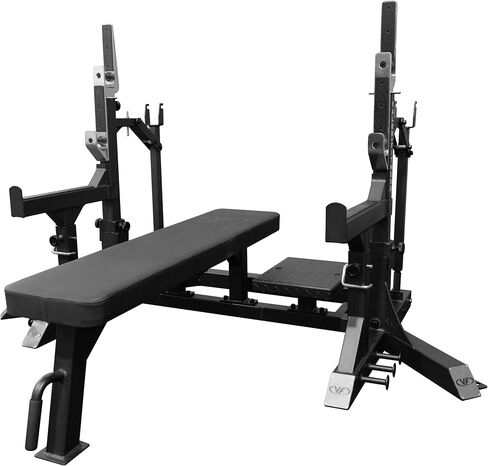 Valor Fitness USPA Certified Powerlifting Combo Rack, Olympic Weight Bench and Squat Rack, 3000 lb Capacity, Competition Bench Press Station with Safety Arms, Band Pegs, Adjustable J-Hooks and Spotter Platform in Kuwait