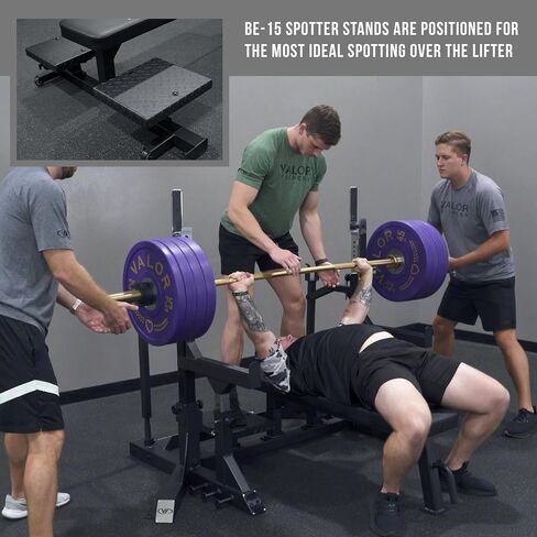 Valor Fitness USPA Certified Powerlifting Combo Rack, Olympic Weight Bench and Squat Rack, 3000 lb Capacity, Competition Bench Press Station with Safety Arms, Band Pegs, Adjustable J-Hooks and Spotter Platform in Kuwait