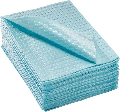 McKesson Disposable Towels [Pack of 500] for Dental Bibs, Nails, Tattoo, Dentist, Medical - 13 x 18 in, 3-Ply Tissue with Poly Back, Waffle Embossed, Blue in Kuwait