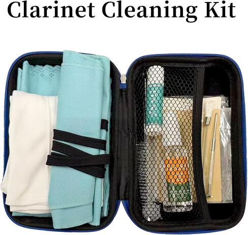 Complete Clarinet Cleaning & Care Kit for Clarinet - Key Oil, Cork Grease, Swab, Mouthpiece Brush, Thumb Rest & Portable Storage Box with Cleaning Cloth, Powder Paper, Absorbing Paper in Kuwait