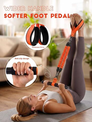 2026 Pedal Resistance Band with Handles, 3 Tubes 30/60/90LBS Adjustable Latex Bands for Abdomen, Waist, Arm, Core/ABS, Legs, Glutes Workout - Sit Up Exercise Equipment for Women in Kuwait