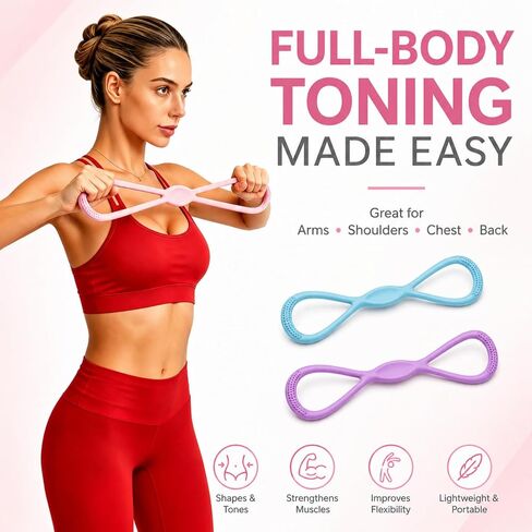 مجموعة أربطة مقاومة بمقابض، أشرطة الشكل 8 15/25/35LB | مستويات مقاومة 15/25/35LB، تصميم حزام التمرين الشكل 8، مقابض مريحة للقبضة، مادة حبل سحب من السيليكون، in Kuwait