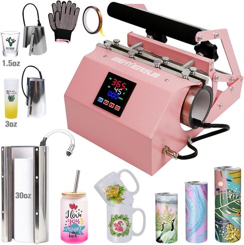 BetterSub Tumbler Mug Heat Press Machine 30 OZ 20 OZ 16 OZ Sublimation Straight Skinny Tumbler Mug Sublimation Print 11 OZ 15 OZ Sublimation Mug Heat Transfer Pink in Saudi Arabia