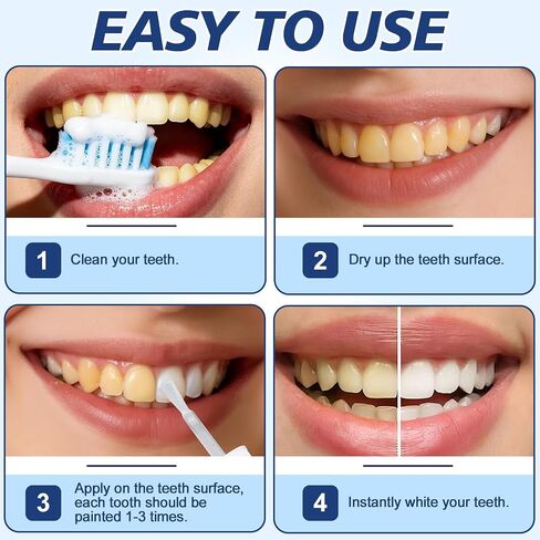 Tooth Paint - Instant Teeth Whitening Paint for Yellow Teeth, Smokers and Coffee Lovers, Creates a Dazzling White Smile in Minutes in Kuwait
