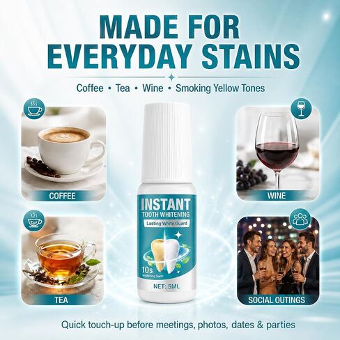 Tooth Paint, Instant Tooth Paint for Teeth Whitening for Men & Women 5ml, Gentle Enamel-Safe Formula, Covers Stains from Coffee, Wine & Smoking in Kuwait