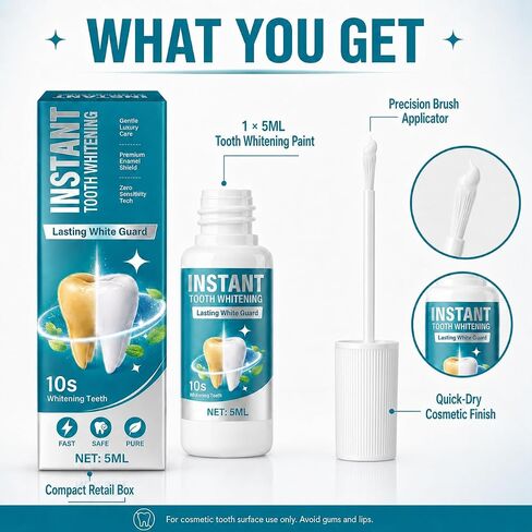 Tooth Paint, Instant Tooth Paint for Teeth Whitening for Men & Women 5ml, Gentle Enamel-Safe Formula, Covers Stains from Coffee, Wine & Smoking in Kuwait