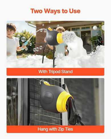 VEVOR Foam Machine, 115 W Party Foam Cannon, Portable Foam Maker with a Tripod Stand, Powerful Foam Party Machine, for Backyard, Pool, Outdoor Events, Birthdays, Celebrations and Party, Grey & Yellow in Kuwait