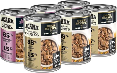 Acana ™ Premium Crunks Wet Dog Food Food Pack Poke + Lamb وصفات ، و 12.8 أوقية (6 عدد ، 3 من كل) in Kuwait