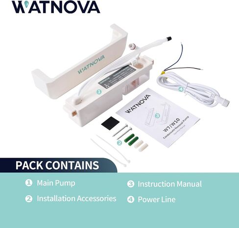 مضخة مكثفات سبليت صغيرة من WATNOVA، مضخة تصريف HVAC هادئة 19 ديسيبل مع مستشعر مسبار، 100-240 فولت، 10 جيجا في الساعة، رفع أقصى 37 قدمًا، إزالة مكثفات التيار المتردد للتيار المتردد المثبت على الحائط، مزيل الرطوبة، الفرن in Saudi Arabia