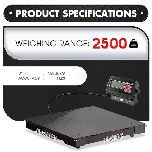 ميزان أرضي صناعي 24 × 24 بوصة - 2200 رطل × 1 رطل، مقياس وزن منصة للخدمة الشاقة مع شاشة رقمية in Kuwait