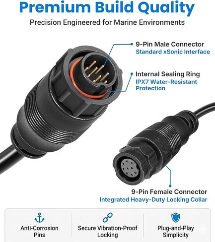 000-00099-006 Extension Cable 9-Pin 10ft for Lowrance Simrad B&G, Replacement for 3005.6907 10Ex-blk, Fits StructureScan LSS-1 LSS-2, Active Imaging 3-in-1, TotalScan, xSonic HDI Transducers in Kuwait