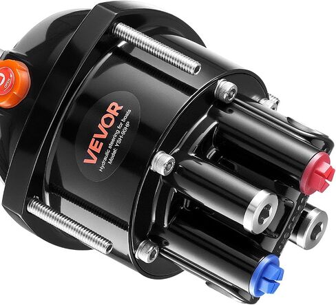 VEVOR Hydraulic Steering Kit, 90 HP, Marine Boat Hydraulic Steering System, with 6.9 MPa/1000 psi Helm Pump, Two-Way Lock Cylinder, and 20 ft High-Strength Hoses, for Single Station, Single-Engine Use in Kuwait