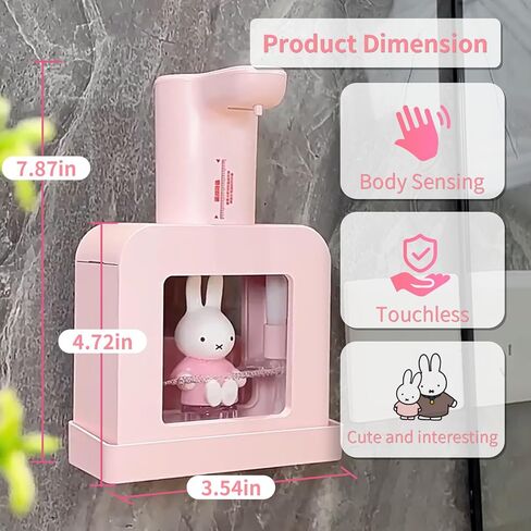 Mipow x Miffy Automatic Soap Dispenser Touchless - 3 Adjustable Foam Levels Smart Sensor, Hand Soap Dispenser for Bathroom Kitchen Home Office, Pink - Gifts for Girls in Kuwait