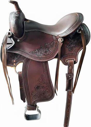 Western Horse Saddle with Tack Set Premium Barrel Racing Ranch Trail Riding Saddle 15 16 17 18 Inch Leather in Kuwait