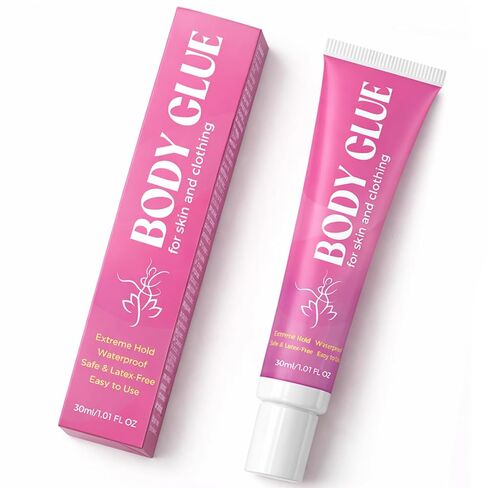 Body Glue for Clothes & Skin 30ml, Liquid Body Adhesive, Water Wash Off Butt Glue for Dancers, Sweat Resistant, Strong Fabric-Safe Fashion Glue for Stagewear, Wigs, Socks, Bras & Costumes(1.01Ounce) in Kuwait