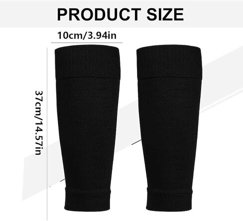 2 Pairs Football Sock Sleeves, Black Pre Cut Footless Socks Sleeve, Soccer Shin Guards Sleeves for Football Running or Training Beginner Adults in Kuwait
