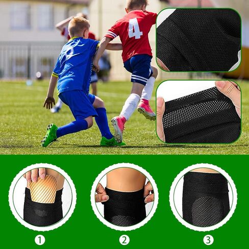 2 Pair Shin Pads Socks, Soccer Shin Guard Covers Socks Breathable Football Pads Holders Soccer Sock Sleeves Soft Calf Sleeves for Kids Adults Beginners (Black & White) in Kuwait