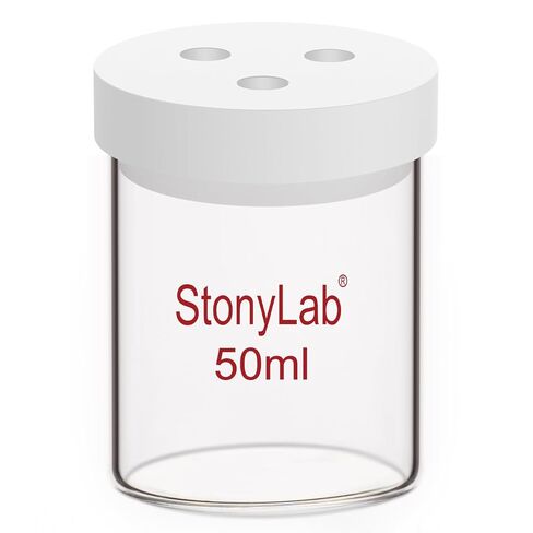 خلية التحليل الكهربائي غير محكمة الغلق بغرفة واحدة من stonylab، خلية تفاعل بسيطة ثلاثية الأقطاب الكهربائية، مجموعة الخلايا الكهروكيميائية، محلل كهربائي مع غطاء PTFE، لا يتضمن قطب كهربائي، 50 مل in Kuwait